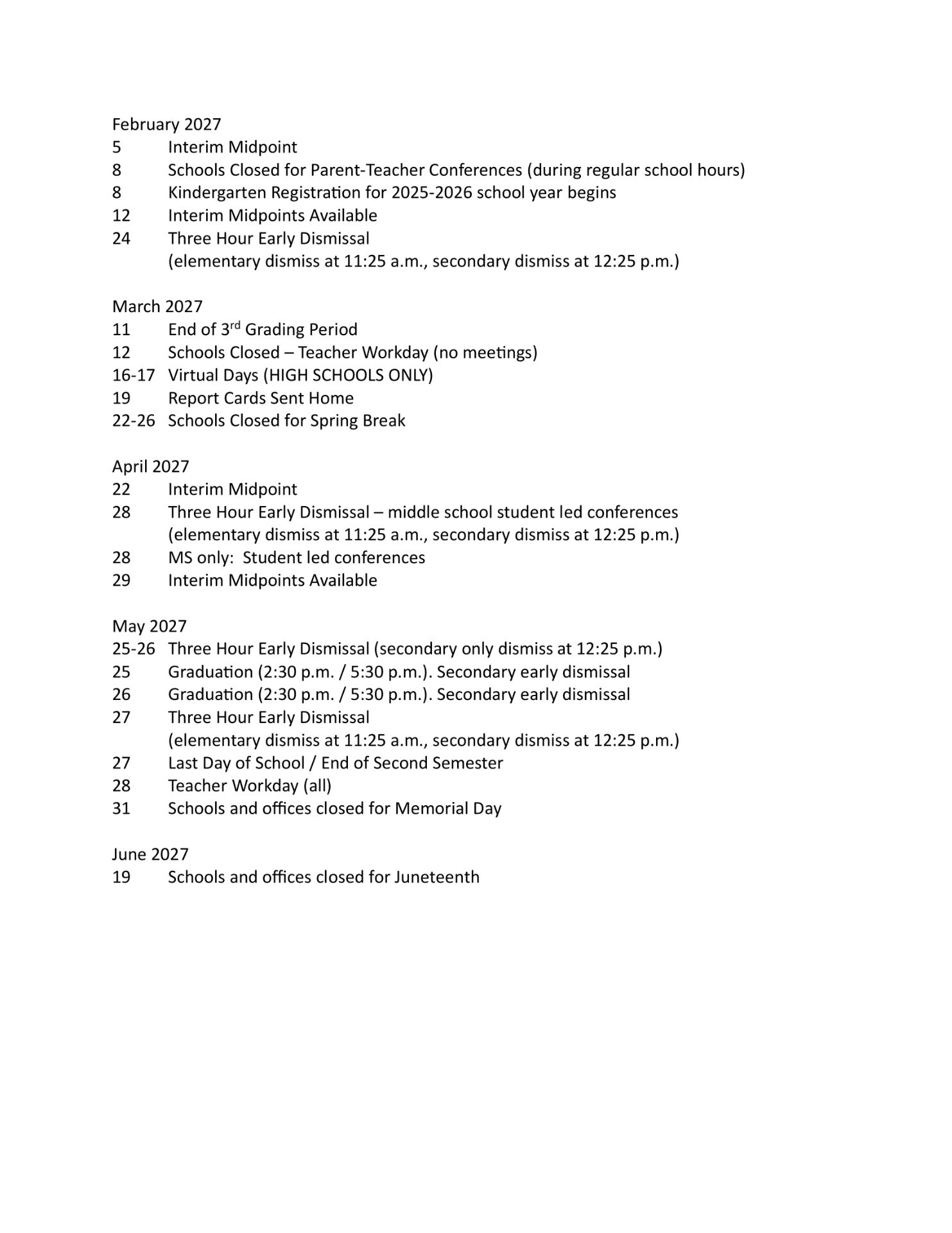 Roanoke County Public Schools va Calendar 26-27 [pdf]