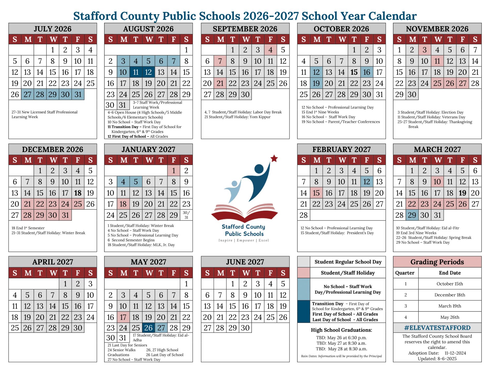 Stafford County Public Schools va Calendar 26-27 [pdf]
