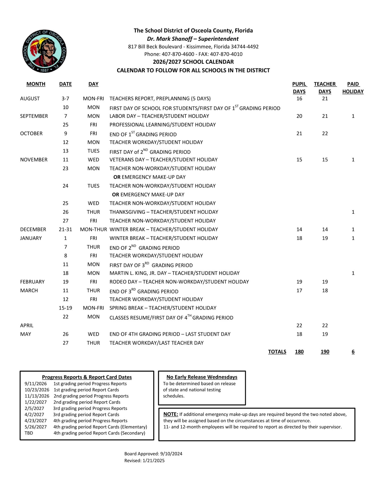 Osceola County,  FL 26-27 Calendar Updated PDF