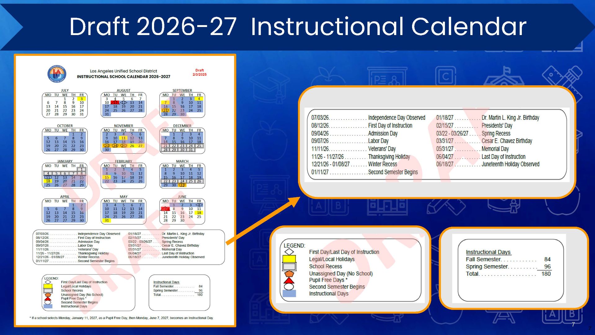 LAUSD Los Angeles Unified school district calendar 26 27 Updated PDF