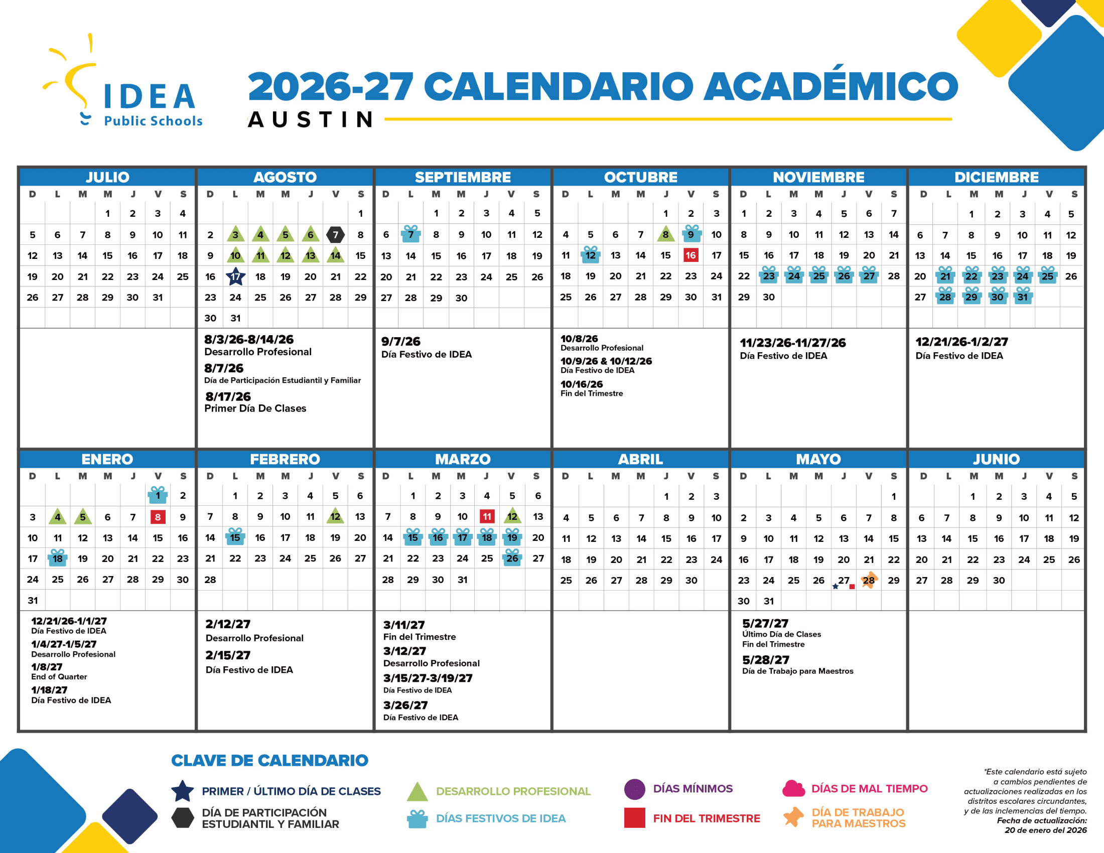 IDEA Public Schools Austin 26-27 Calendar Updated [PDF]