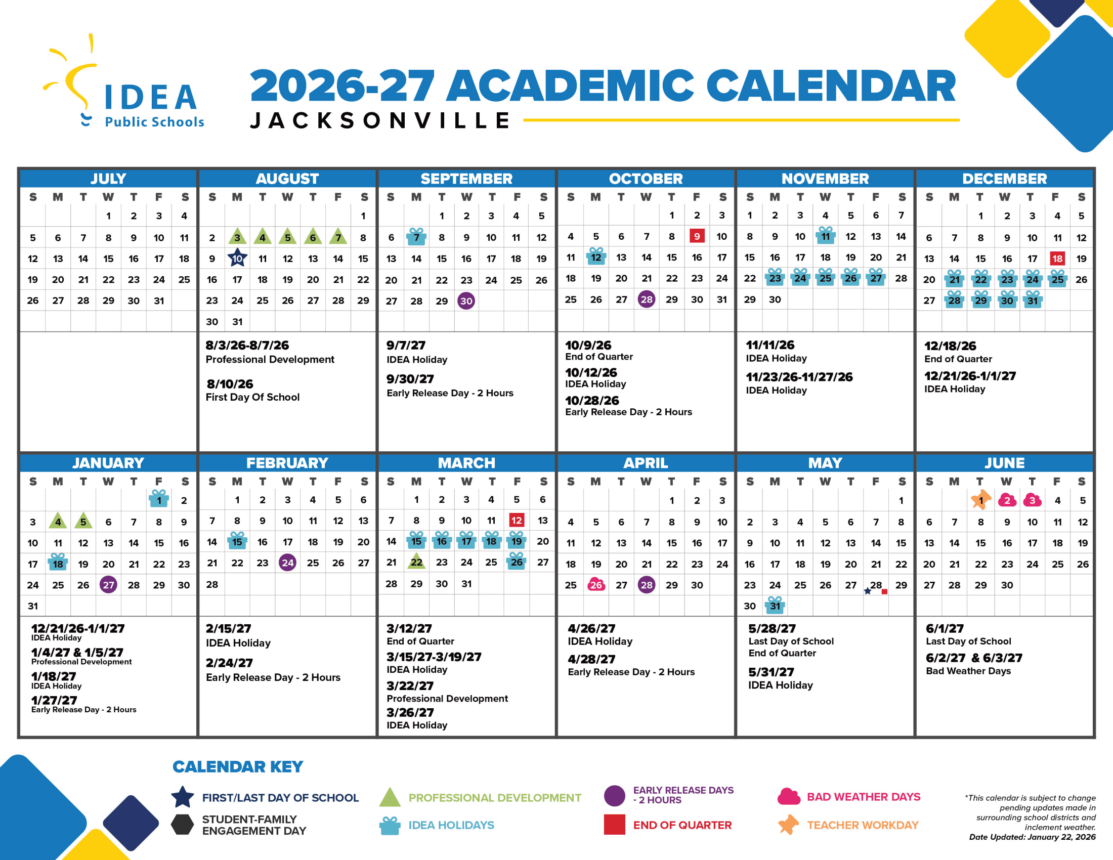 IDEA Public Schools Jacksonville 26-27 Calendar [PDF]