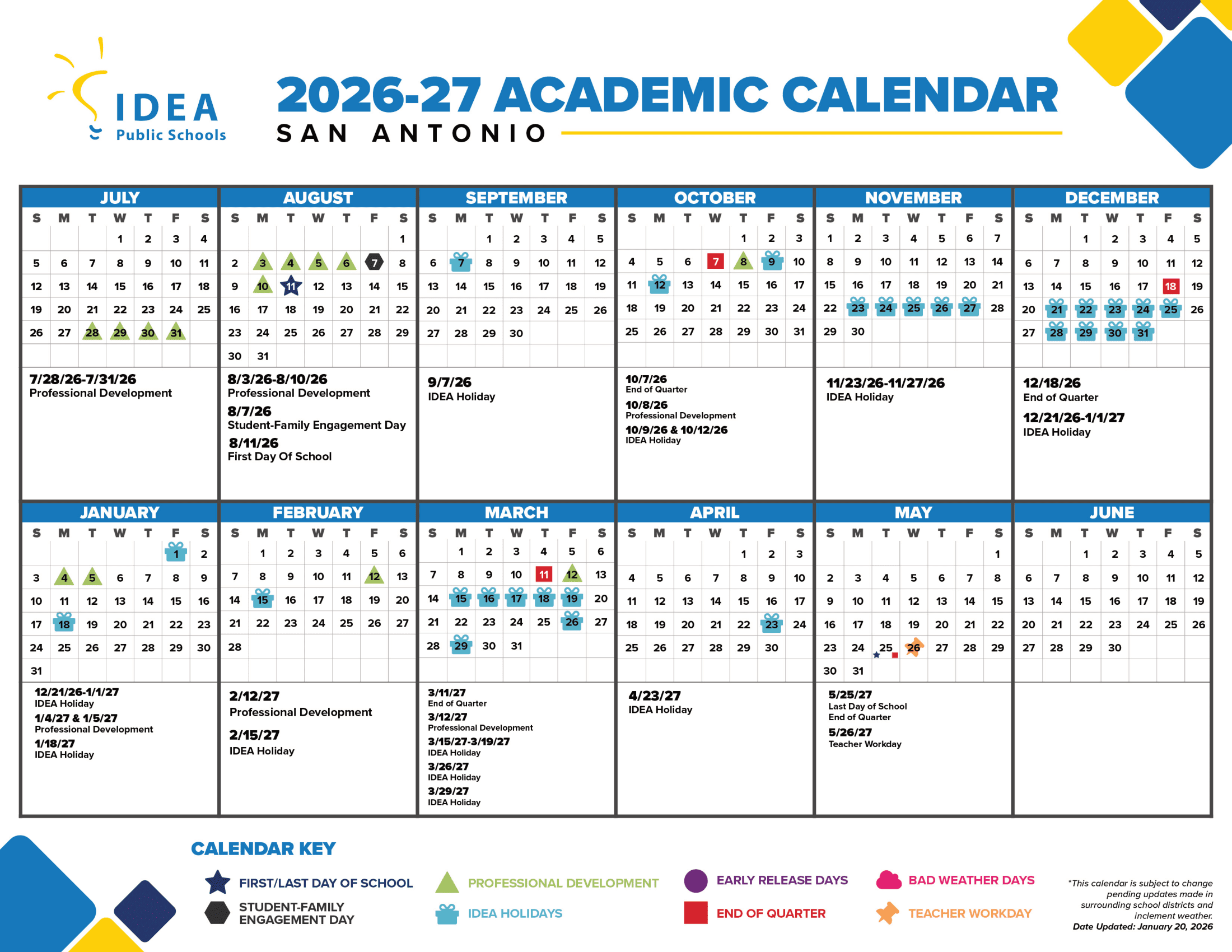 IDEA Public Schools San Antonio 26-27 Calendar [PDF]