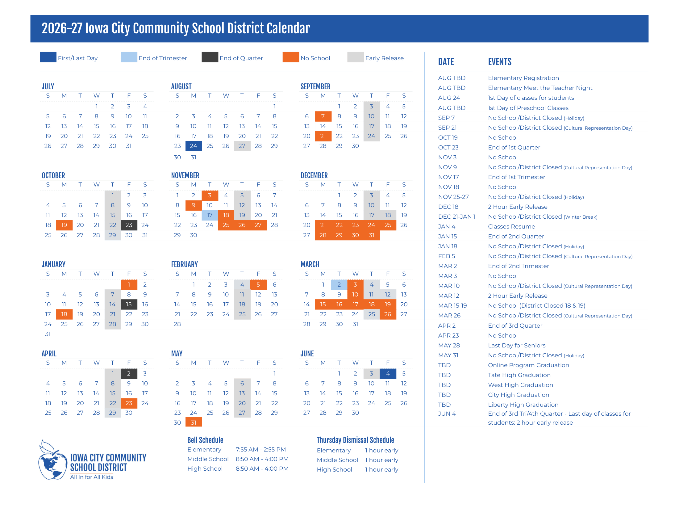 Iowa City Community School District 26-27 Calendar Revised [PDF]