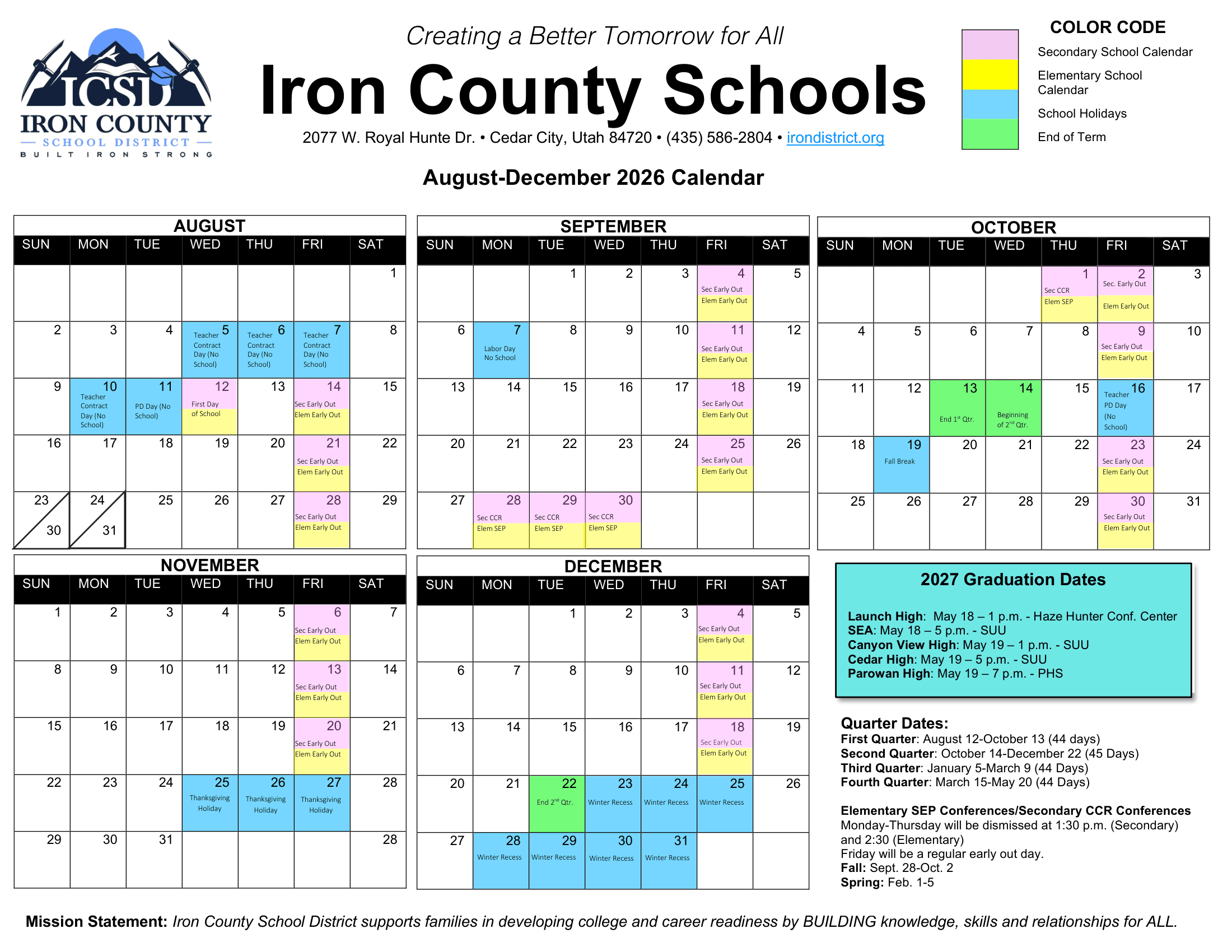 Iron County Schools 26-27 Calendars Updated [PDF]