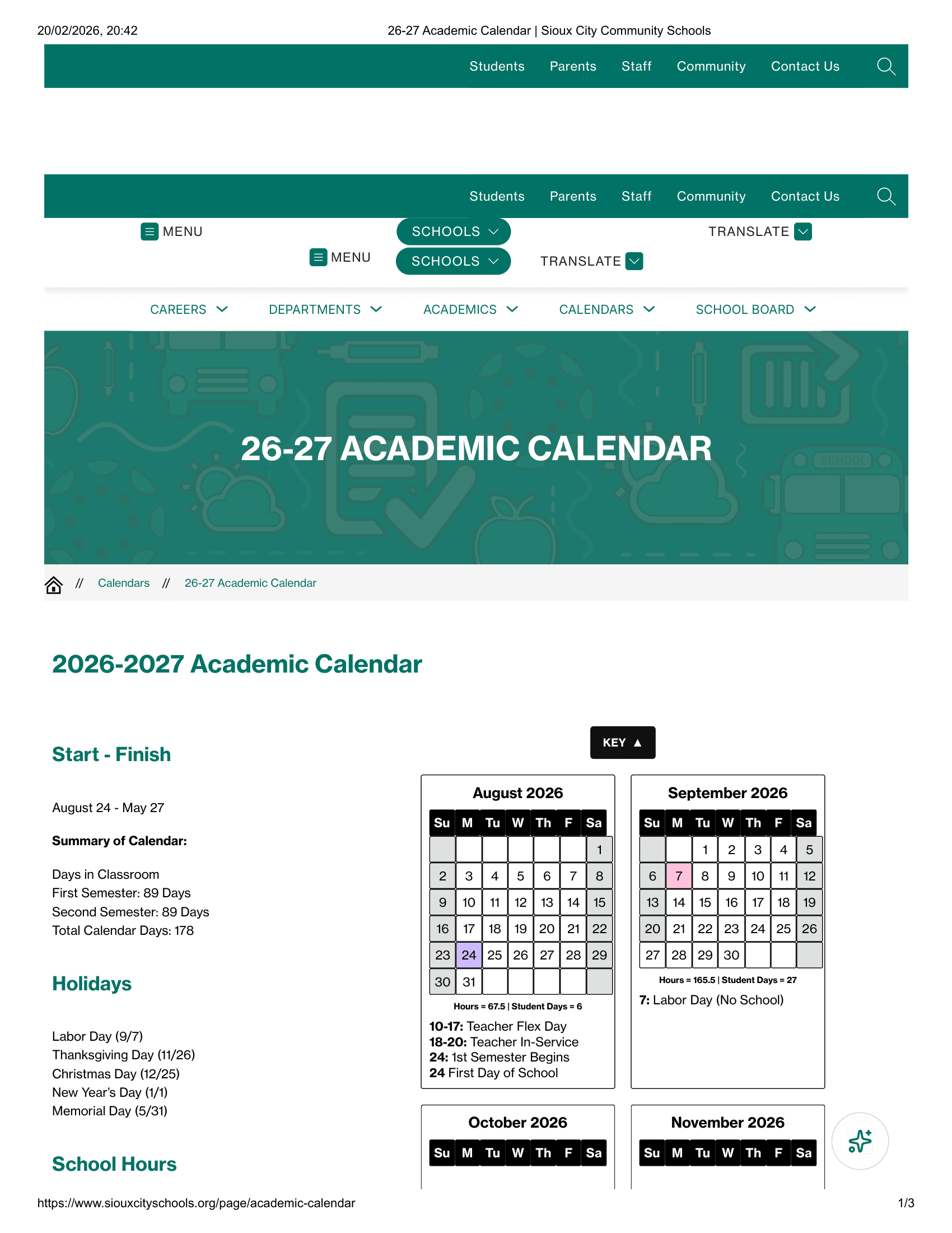 Sioux City Community Schools 26-27 Calendar Revised [PDF]