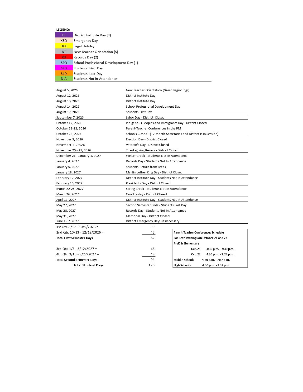Waukegan CUSD WPS No. 60 Calendar 26-27 [PDF]