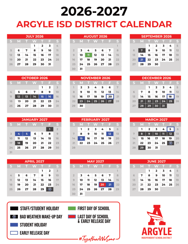 Argyle Independent School District 26-27 Calendar