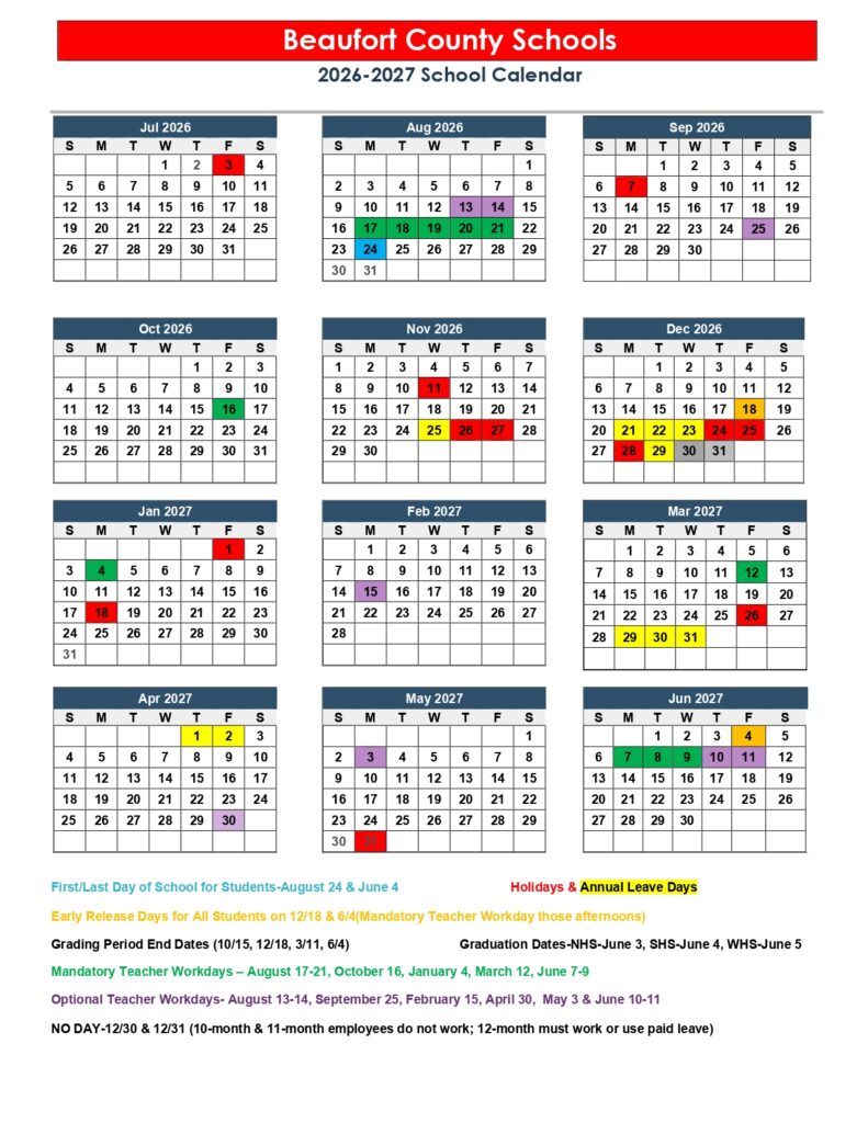 Beaufort County Schools 2026-2027