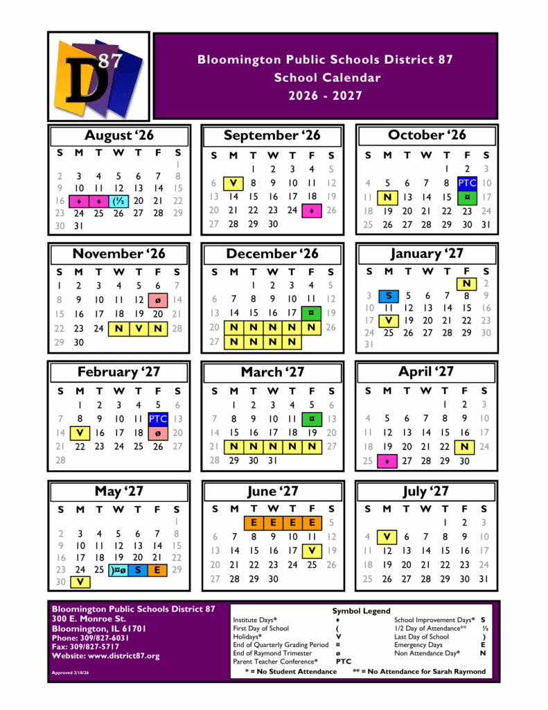 Bloomington Public Schools District 87 26-27 Calendar (1)
