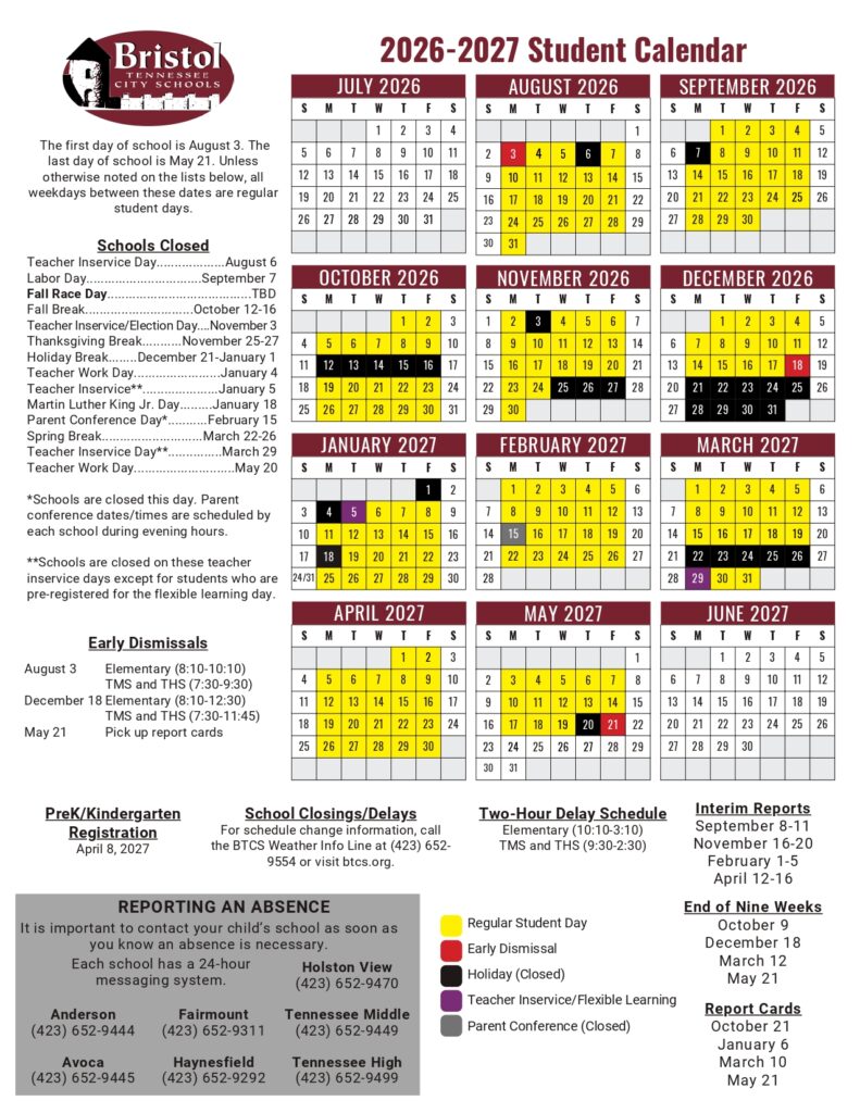 Bristol Tennessee City Schools 2026-2027