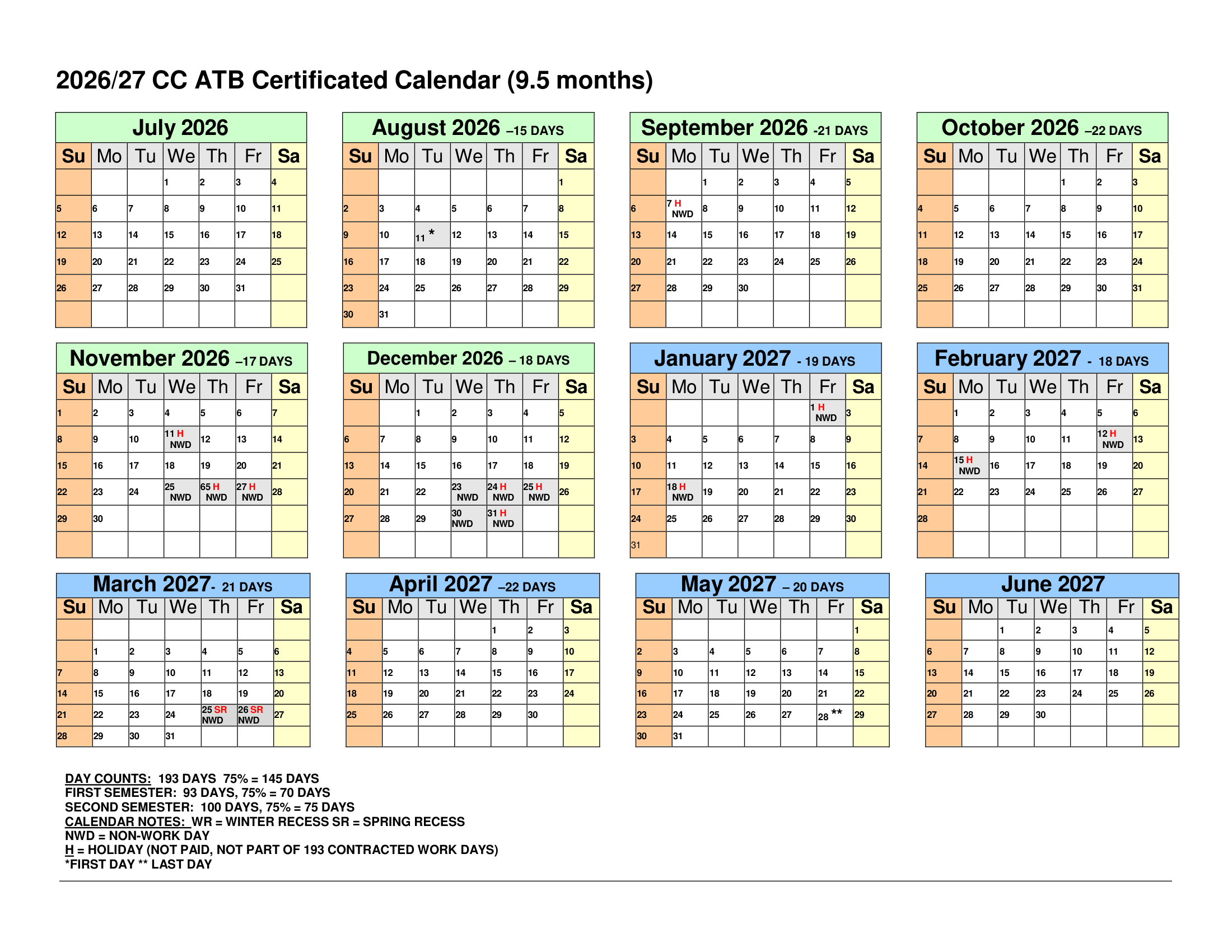 Burbank Unified School District Calendar 26-27 [PDF]
