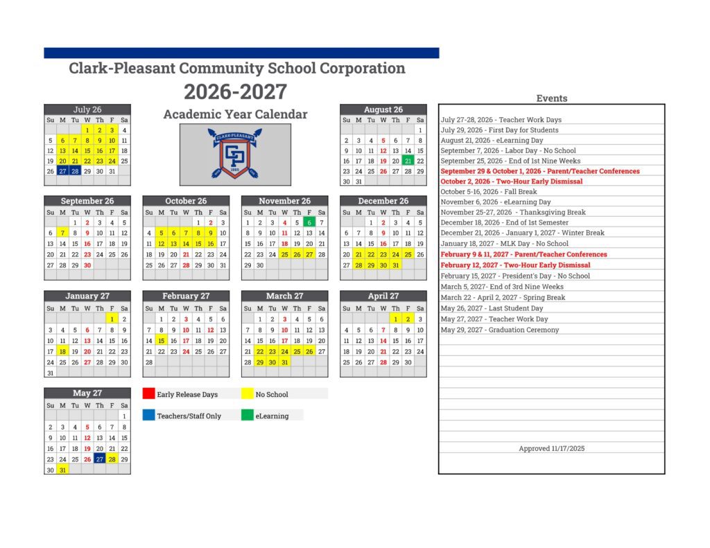 Clark-Pleasant Community School Corporation 2026-2027
