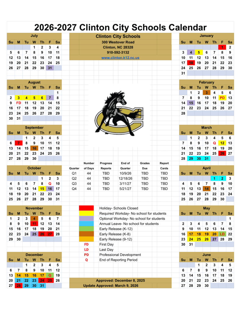Clinton City Schools 26-27 Calendar