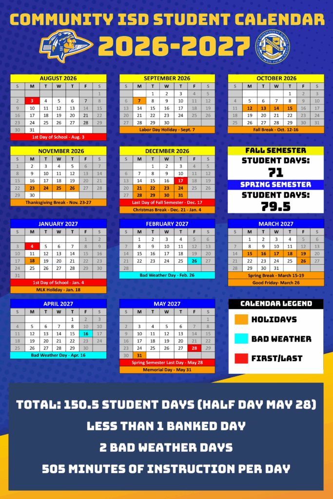 Community ISD 26-27 Calendar