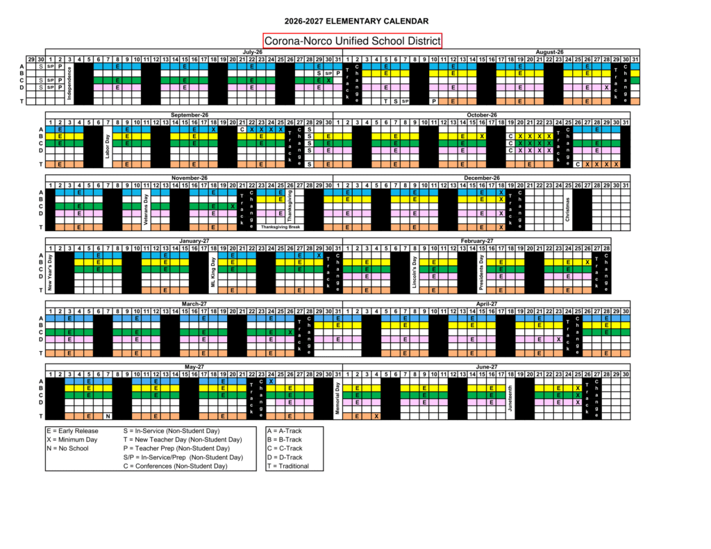 Corona-Norco Unified School District 26-27 Calender