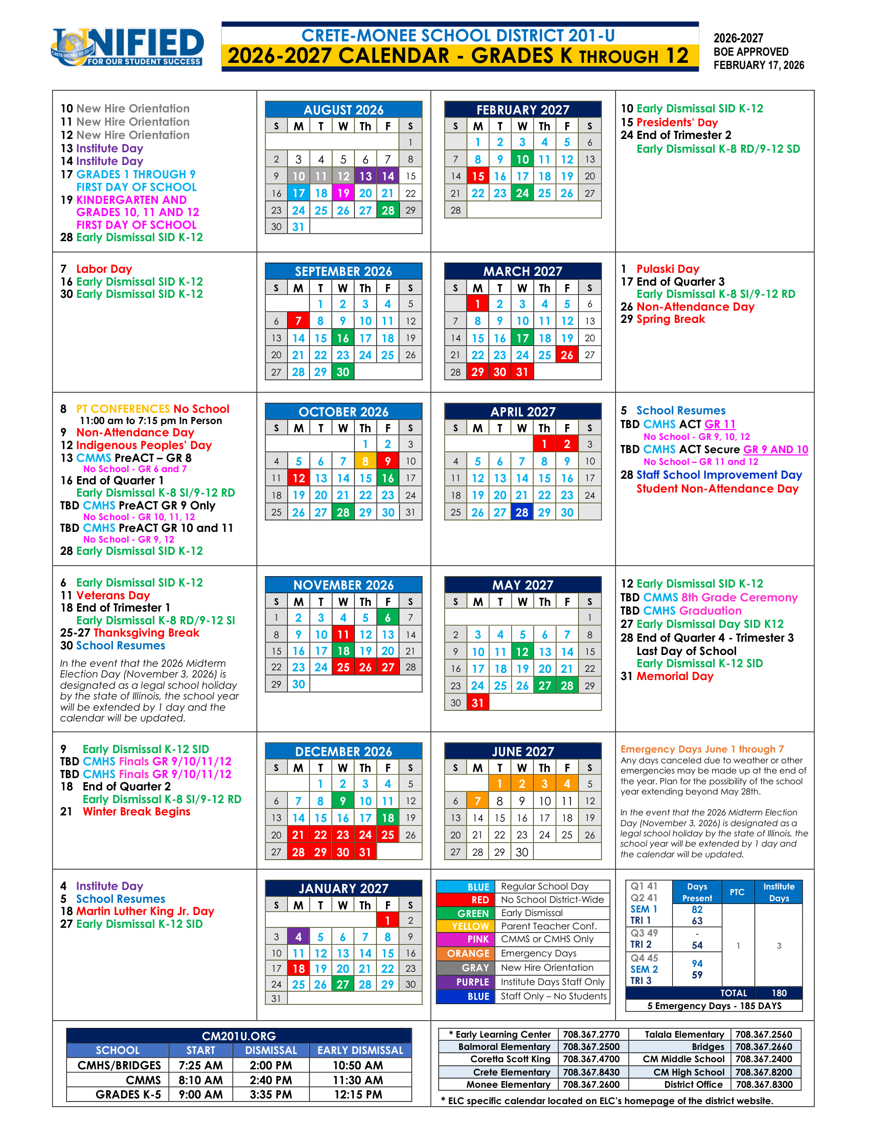 Crete-Monee School District CM201-U  26-27 Calendar [PDF]
