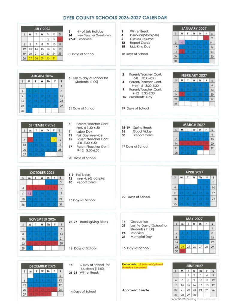 DYER COUNTY SCHOOLS 2026-2027