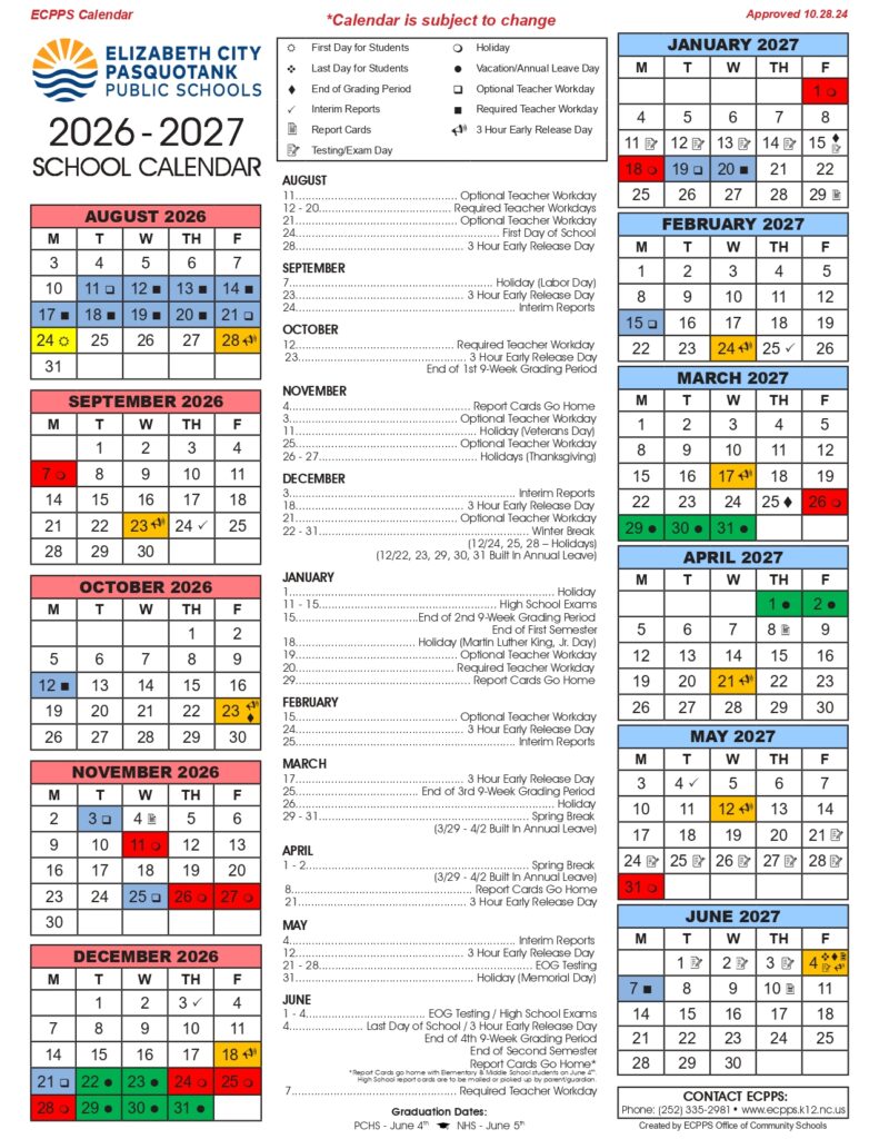 ELIZABETH CITY PASQUOTANK PUBLIC SCHOOLS 2026-2027