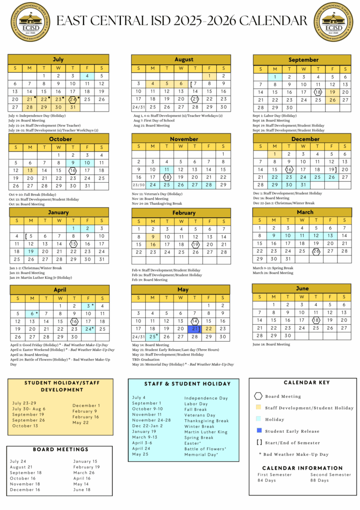 East Central ISD 26-27 Calendar