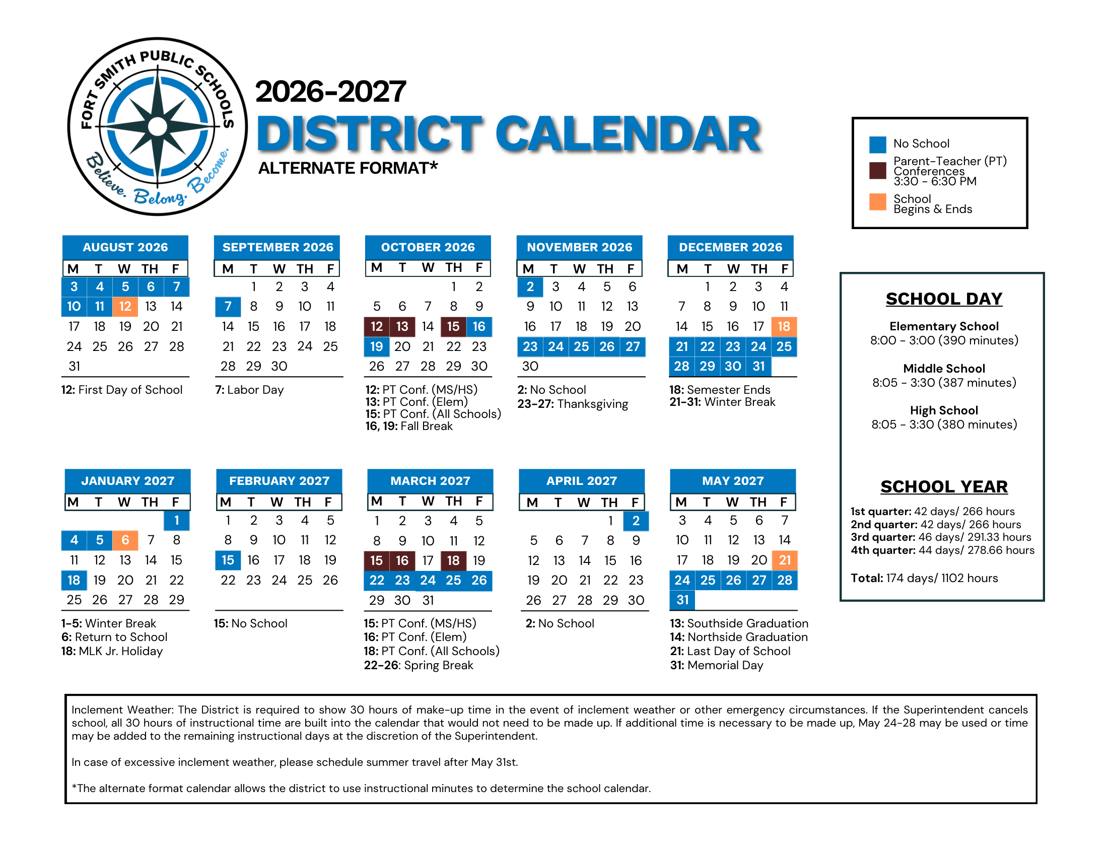 Fort Smith Public Schools 26-27 Calendar Updates [PDF]