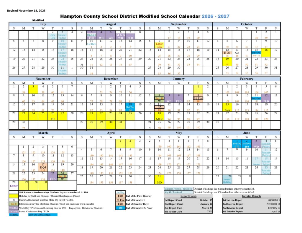 Hampton County School District 2026-2027