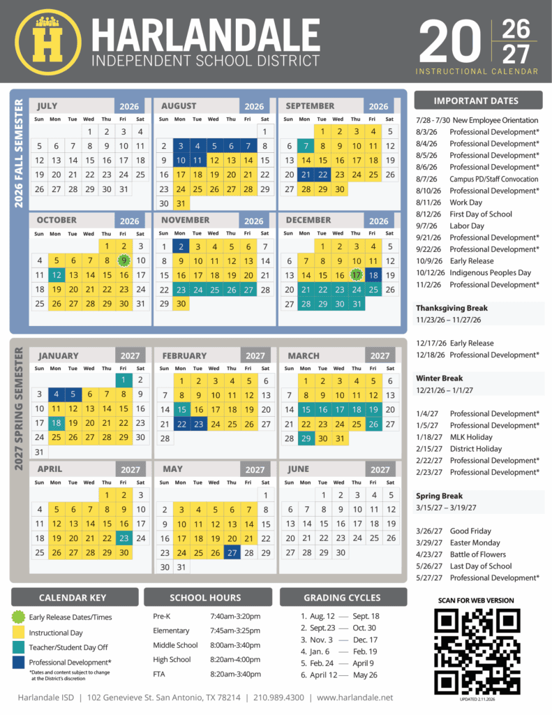 Harlandale Independent School District 26-27 Calendar