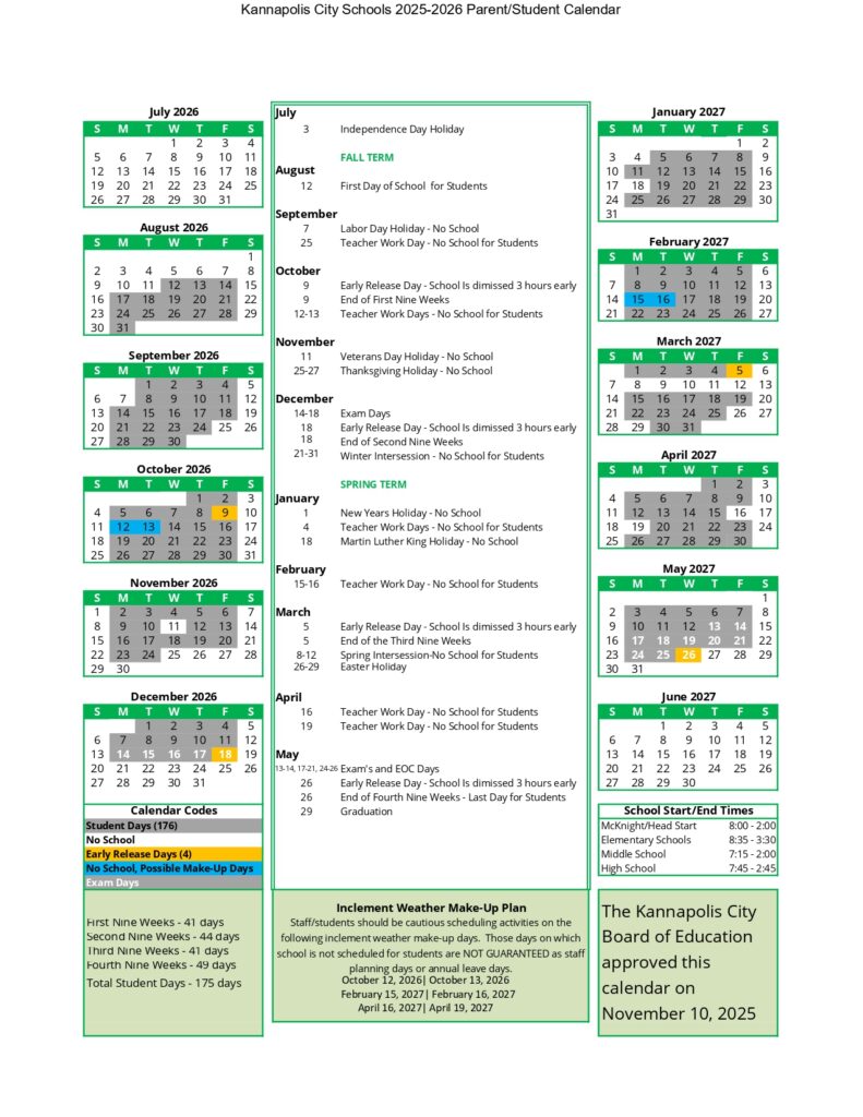 Kannapolis City Schools 2026-2027