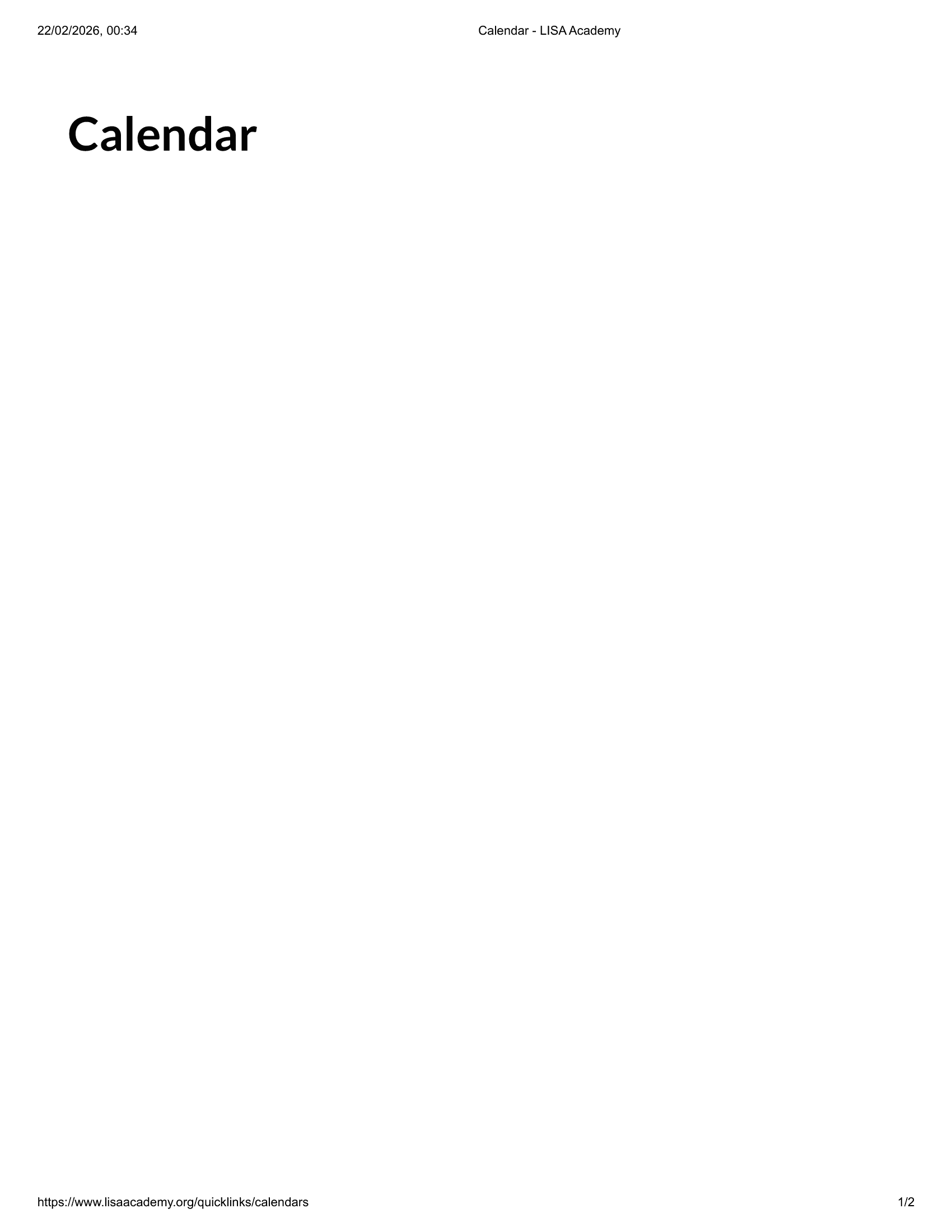 LISA Academy 26-27 Calendar Updates [PDF]