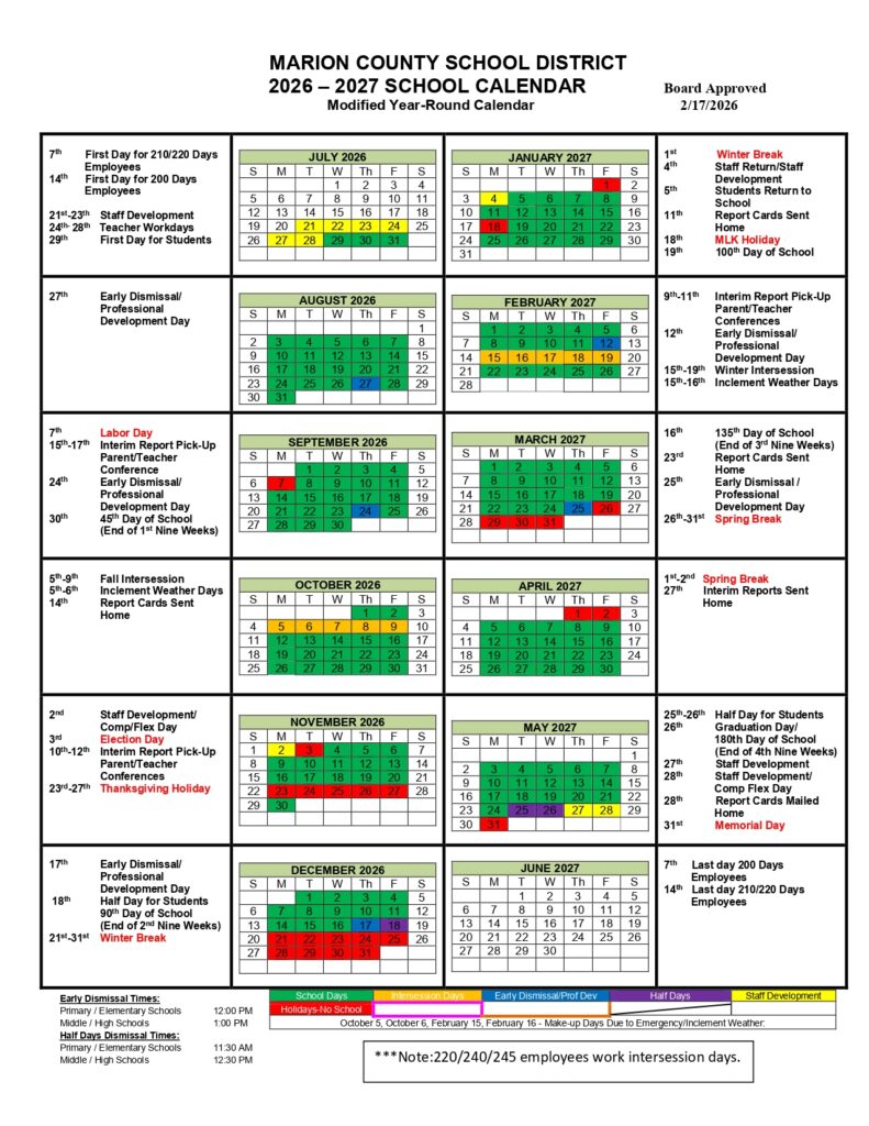 MARION COUNTY SCHOOL DISTRICT 2026-2027