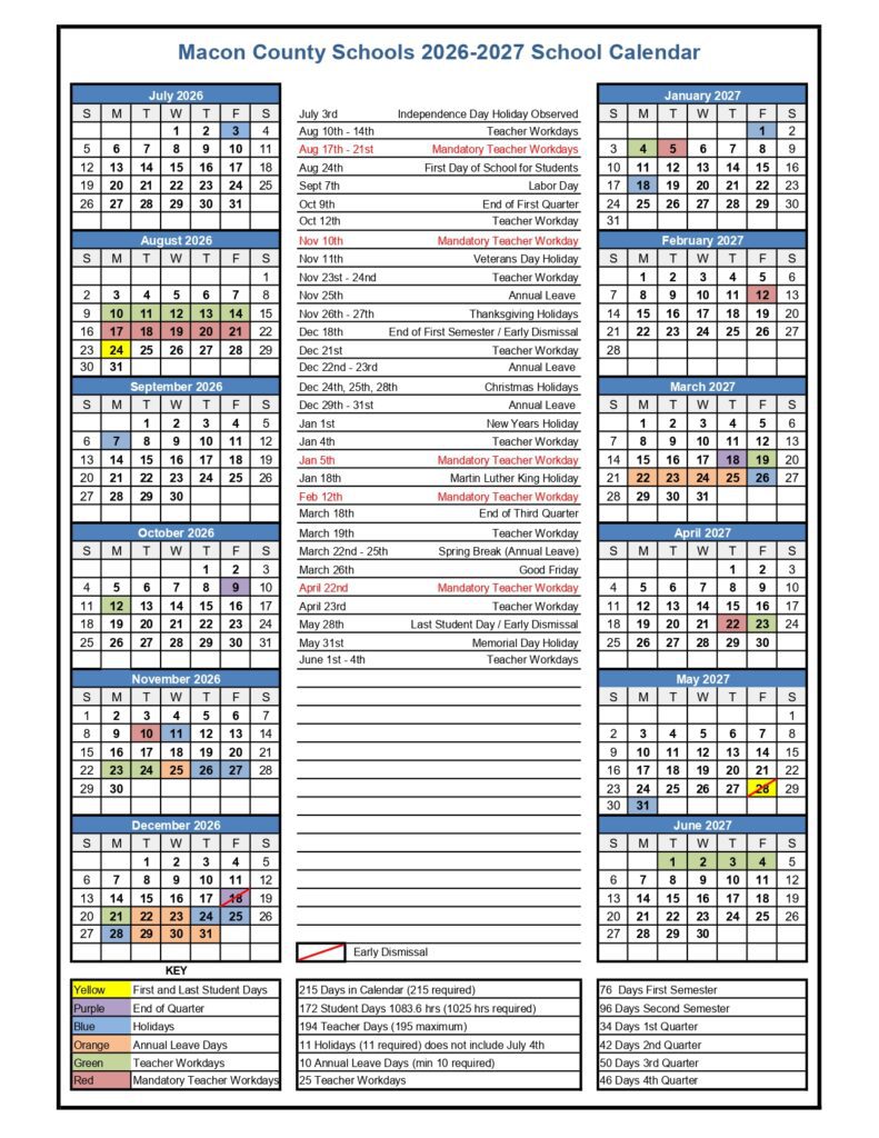 Macon County Schools 2026-2027