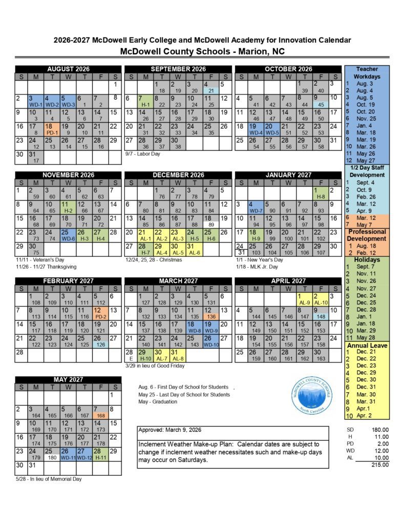 McDowell Early College & MAI 2026-2027