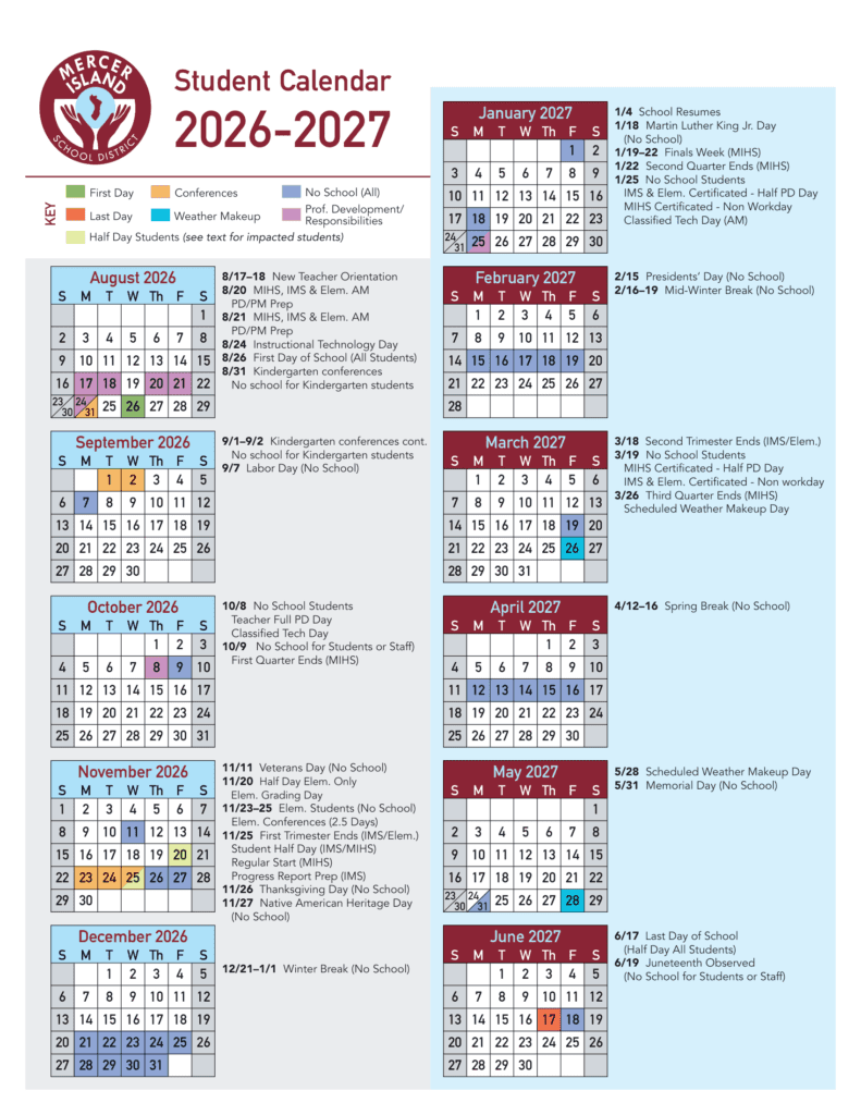 Mercer Island School District 26-27 Calendar (1)