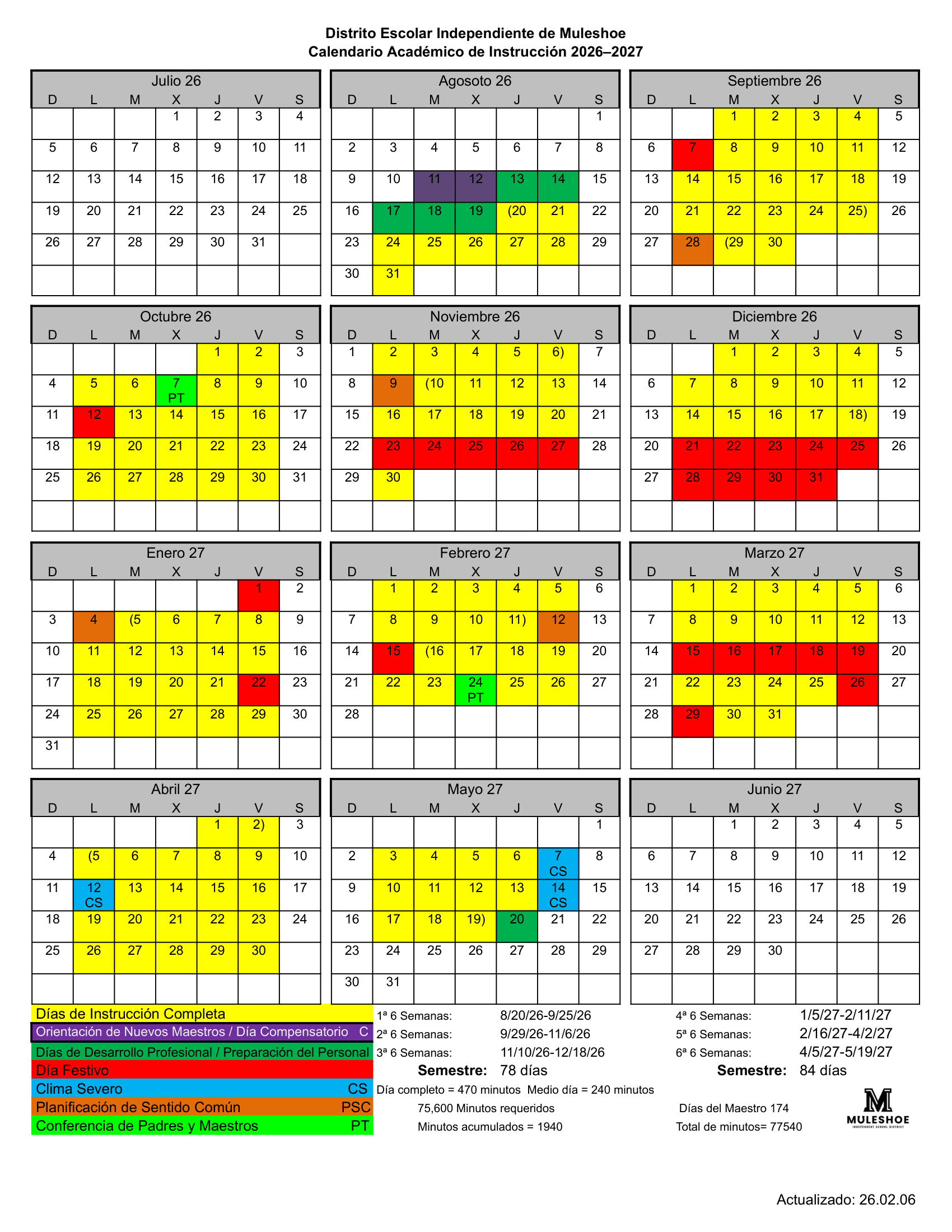Muleshoe ISD 26-27 Calendar Revised [PDF]