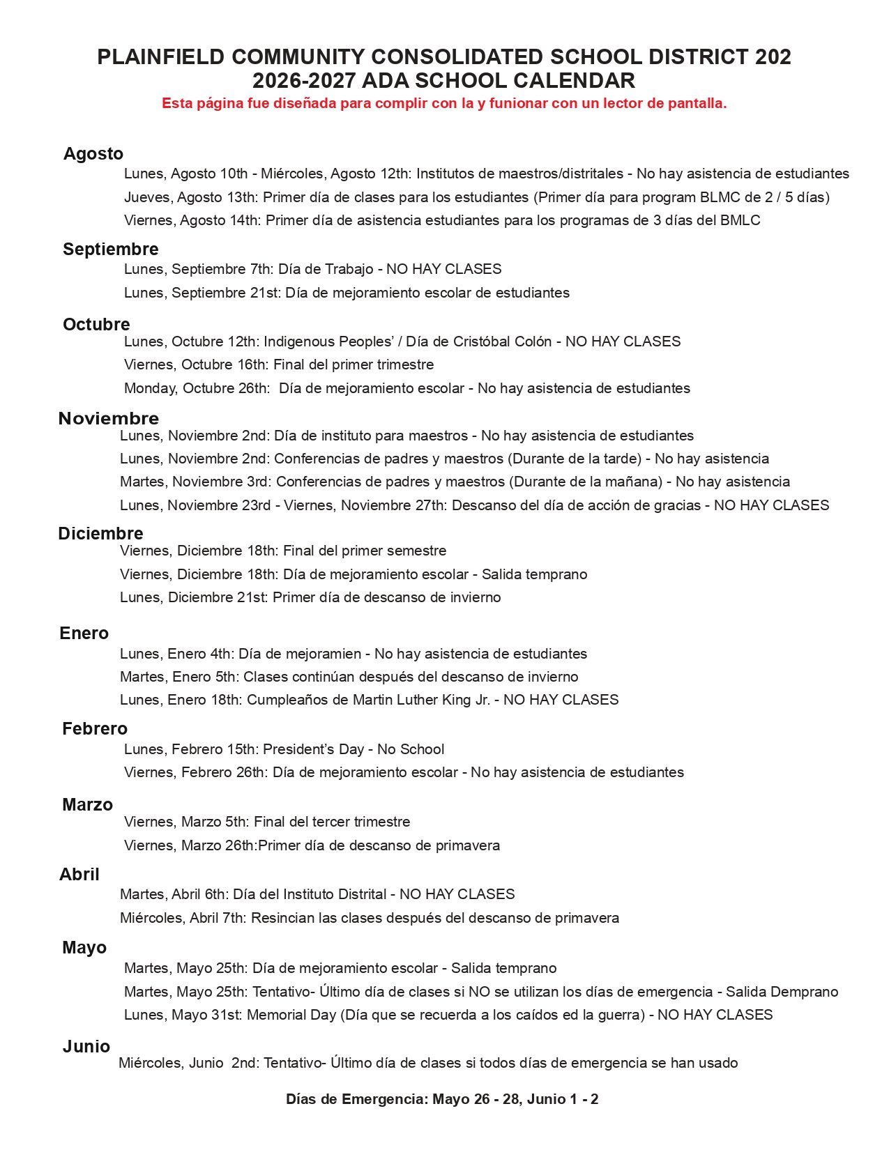 Plainfield PSD 202 Calendar 26-27 [PDF]