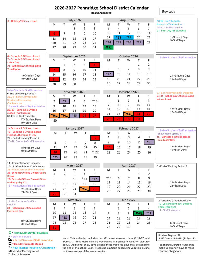 Pennridge School District 26-27 Calendar (1)