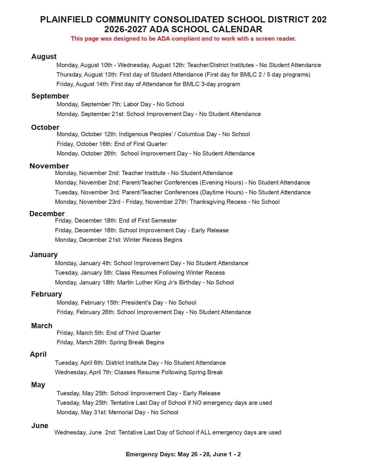 Plainfield PSD 202 Calendar 26-27 [PDF]