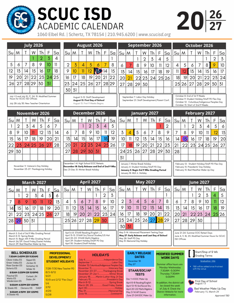 SCUC ISD 26-27 Calendar