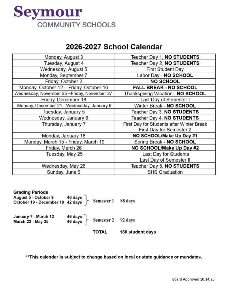 Seymour COMMUNITY SCHOOLS 2026-2027