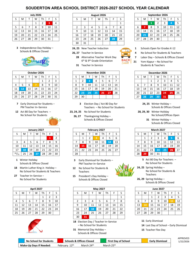 Souderton Area School District 26-27 Calendar