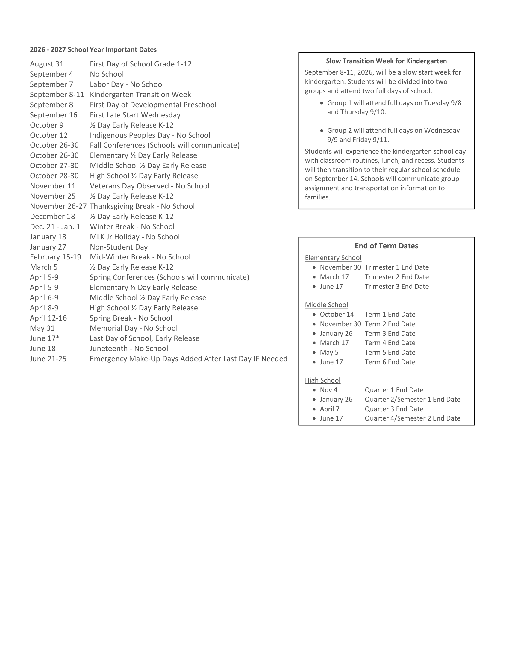 South Kitsap School District Calendar 26-27 Revised [PDF]