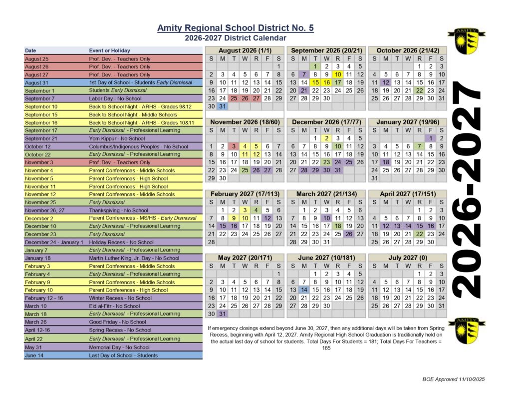 Amity Regional School District No. 5 2026-2027