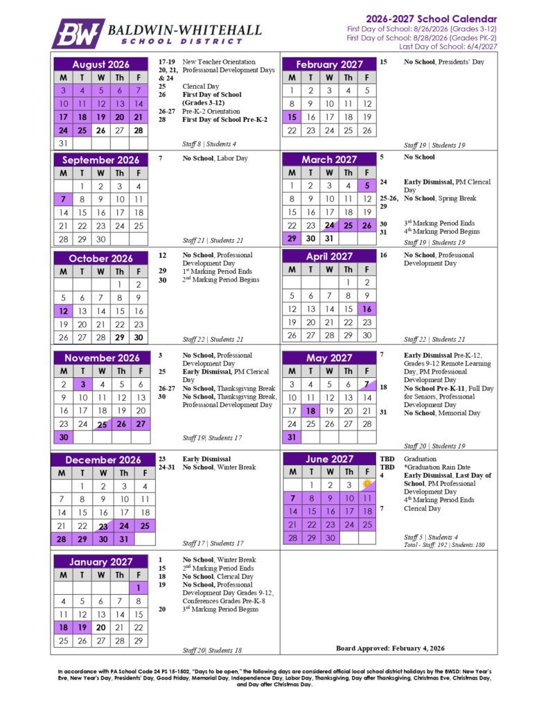 Baldwin-Whitehall School District 2026-2027