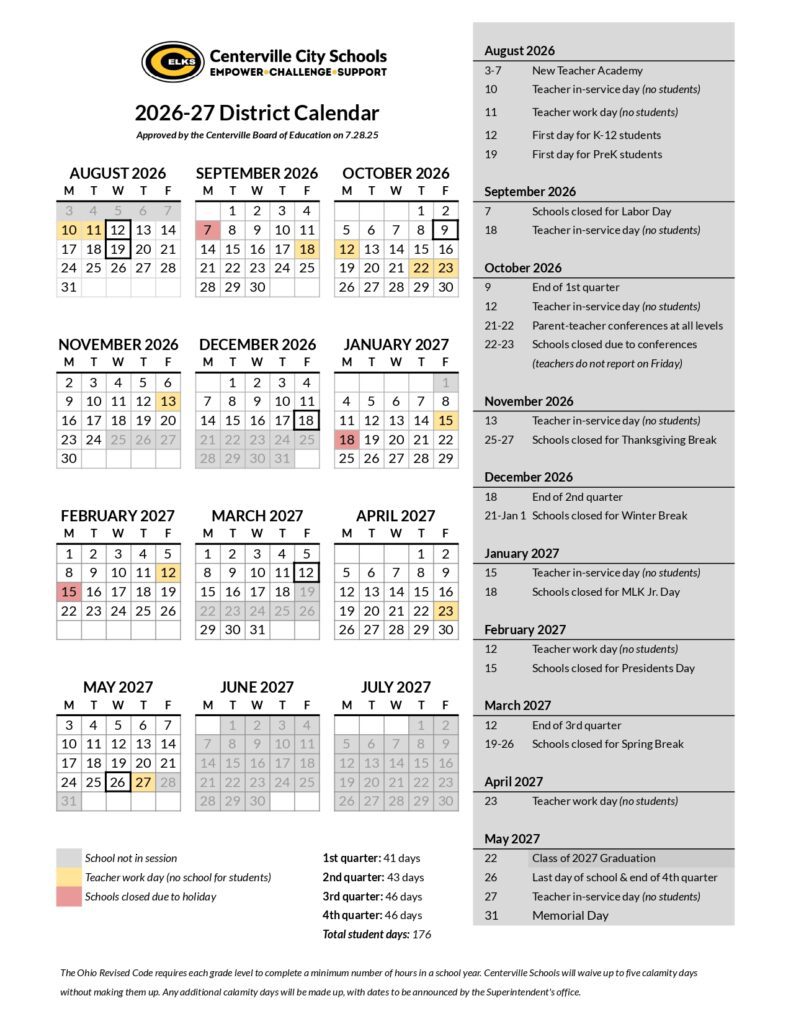 Centerville City Schools 2026-27