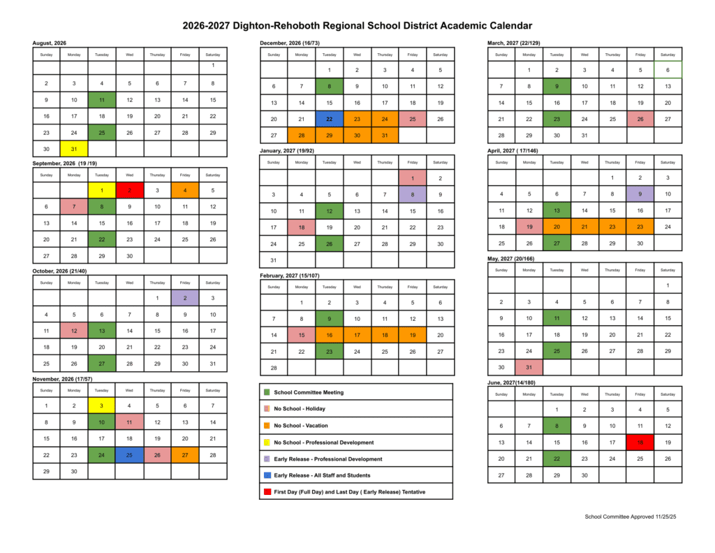 Dighton Rehoboth Regional School District 26 27 Calendar Revised Pdf