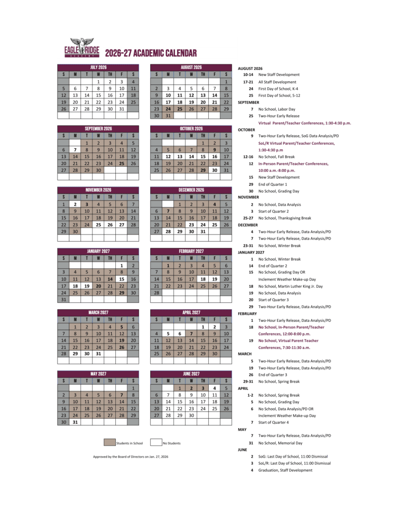 Eagle Ridge Academy 26-27 Calendar