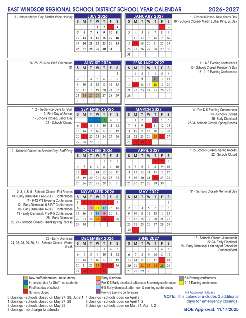 East Windsor Regional School District 26-27 Calendar