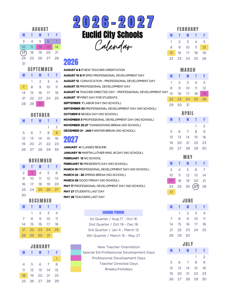 Euclid City Schools 26-27 Calendar