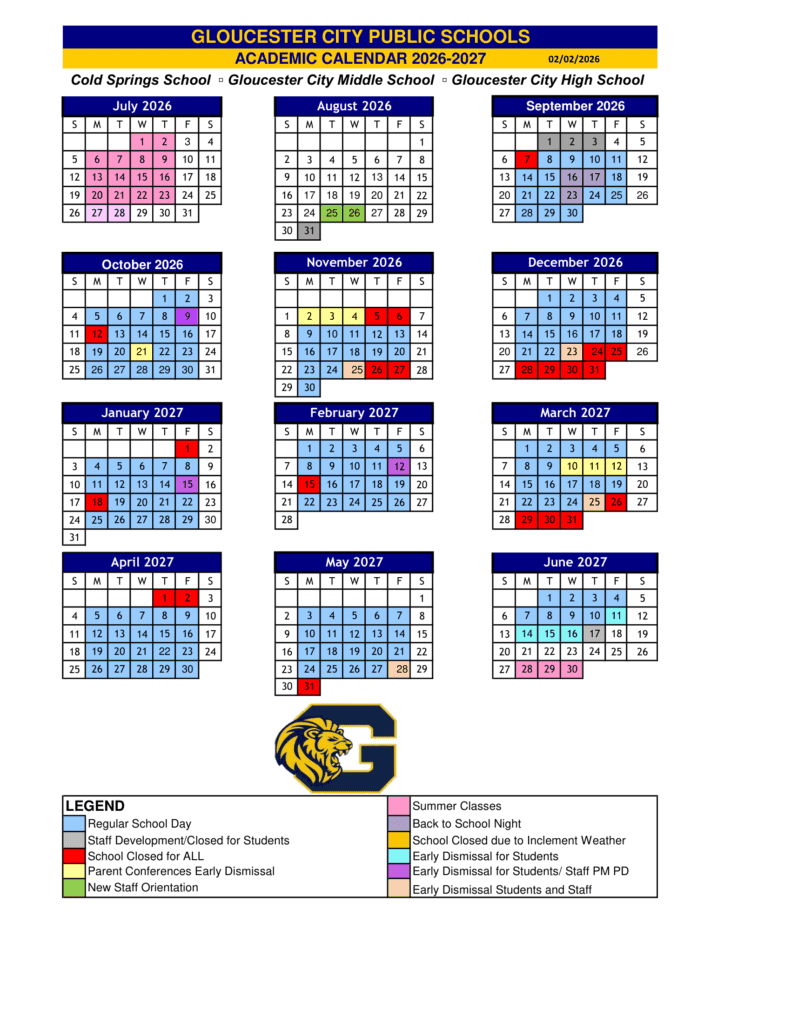 Gloucester City Public Schools 26-27 Calendar (1)