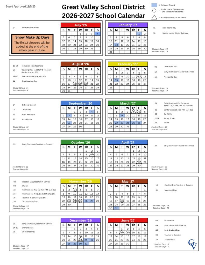 Great Valley School District 2026-2027